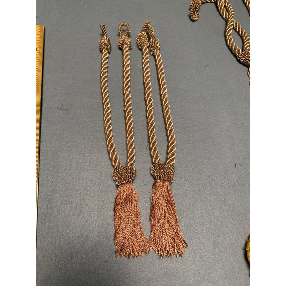 Vintage Brown Tassel Curtain Tiebacks 13" Long St of 2 Elegant Home Decor - Picture 6 of 12